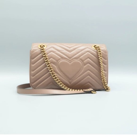 100% Authentic GUCCI GG Marmont Brown Leather Shoulder Bag - Picture 2 of 12